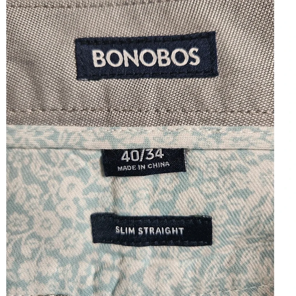 Bonobos Mens Slim Straight Chino Pants Light Gray Cotton 40x34